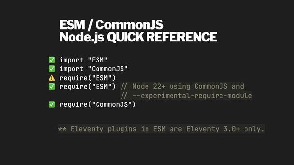 ESM/CommonJS Node.js Quick Reference. You can import 