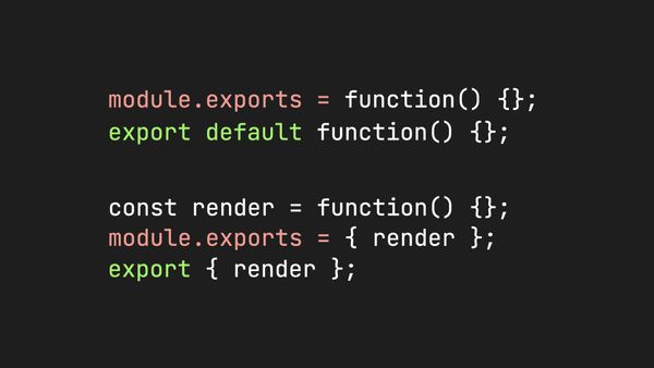 module.exports changes to export default, named exports via module.exports = {} become export {}