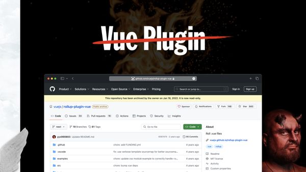 Vue Plugin crossed out, screenshot of vuejs/rollup-plugin-vue