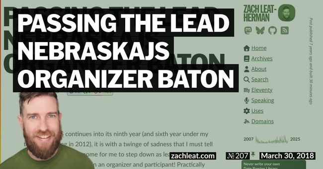 Passing the Lead NebraskaJS Organizer Baton
