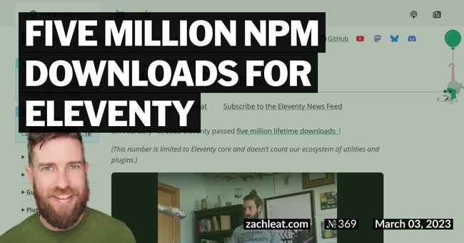 Five Million npm Downloads for Eleventy