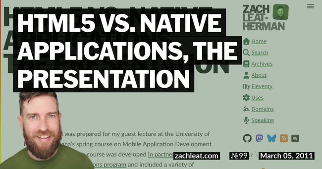 HTML5 vs. Native Applications, The Presentation