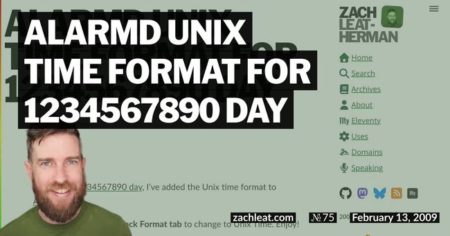 ALARMd Unix Time Format for 1234567890 Day
