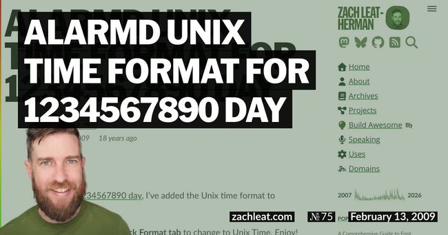ALARMd Unix Time Format for 1234567890 Day