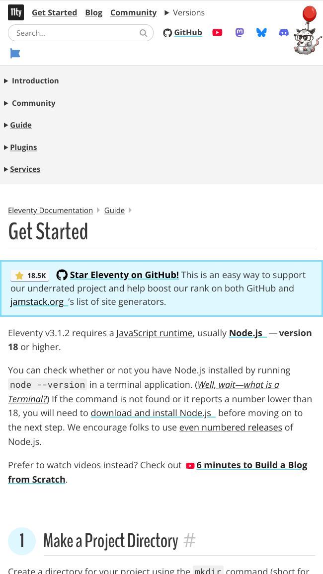 Screenshot of 11ty.dev