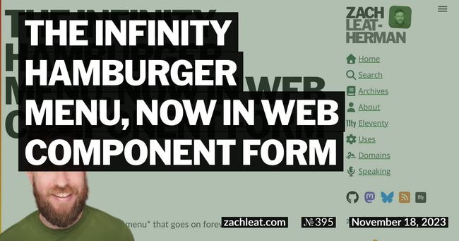 The Infinity Hamburger Menu, now in Web Component form