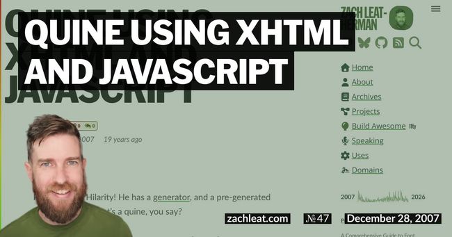 Quine using XHTML and JavaScript