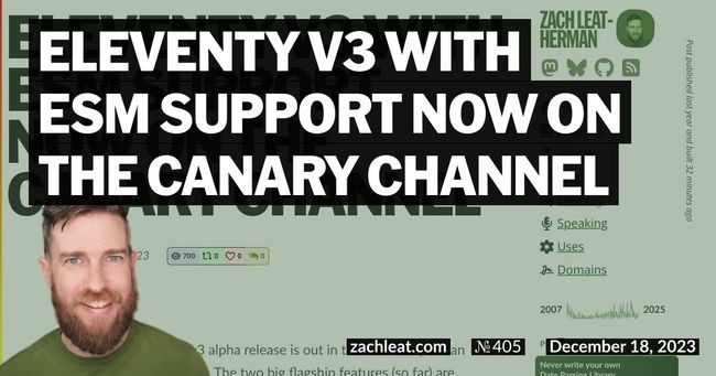 Eleventy v3 with ESM support now on the canary channel