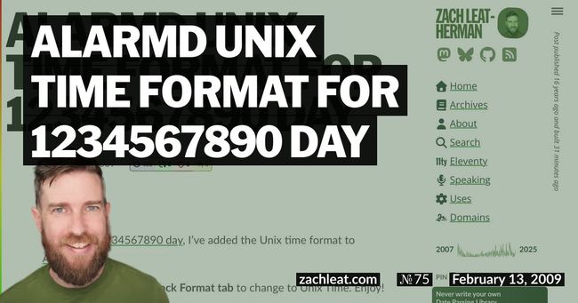 ALARMd Unix Time Format for 1234567890 Day
