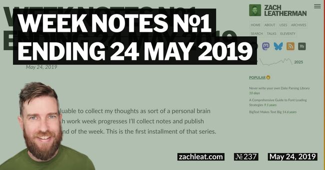 Week Notes №1 ending 24 May 2019