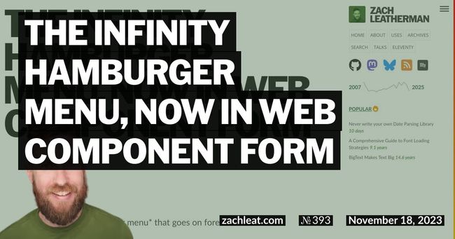 The Infinity Hamburger Menu, now in Web Component form
