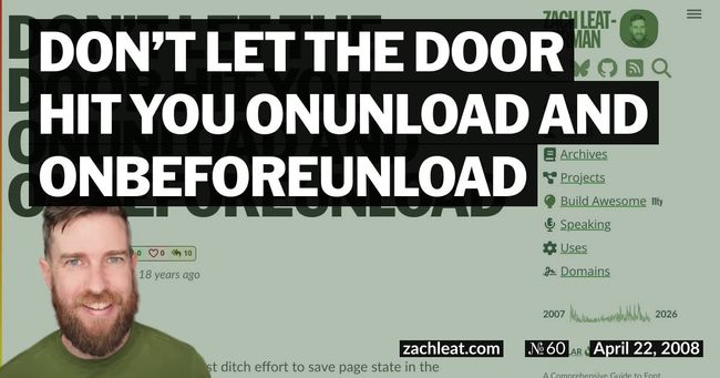 Don’t Let the Door Hit You Onunload and Onbeforeunload