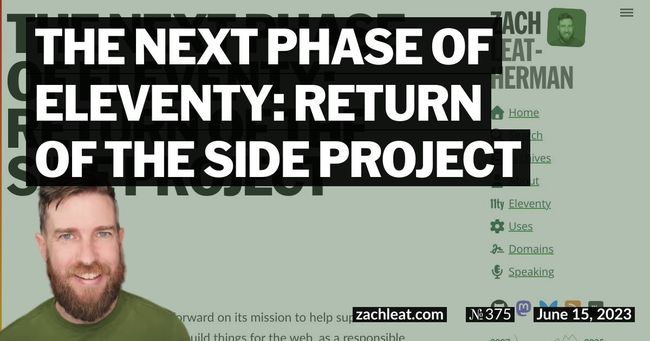 The Next Phase of Eleventy: Return of the Side Project