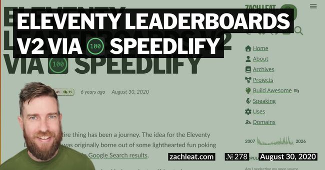 Eleventy Leaderboards v2 via Speedlify