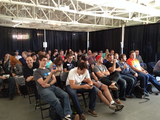 A photo of the audience watching the talk