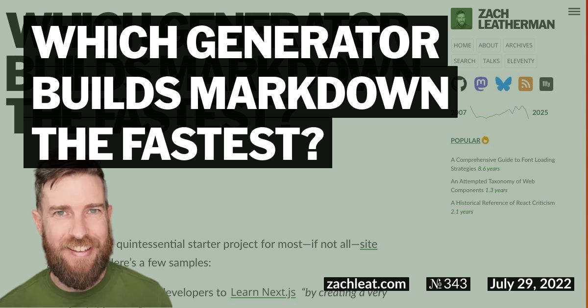 Which Generator builds Markdown the fastest?