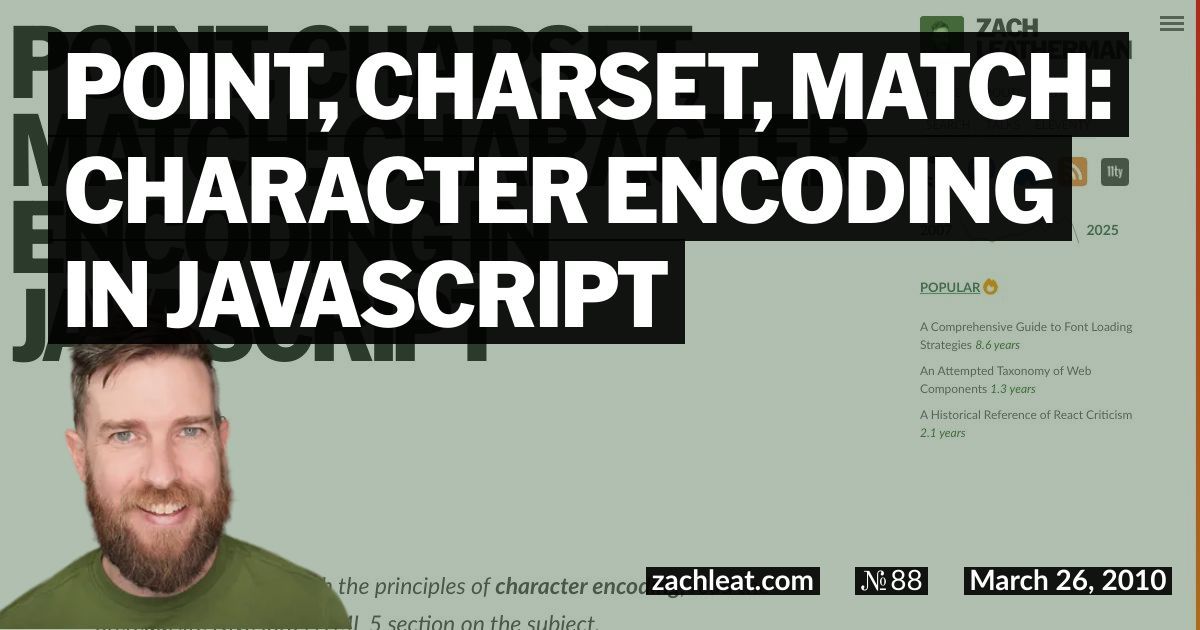 Point, Charset, Match: Character Encoding in JavaScript