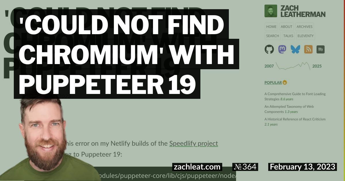 'Could not find Chromium' with Puppeteer 19