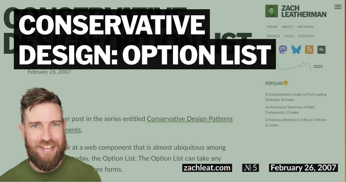 Conservative Design: Option List