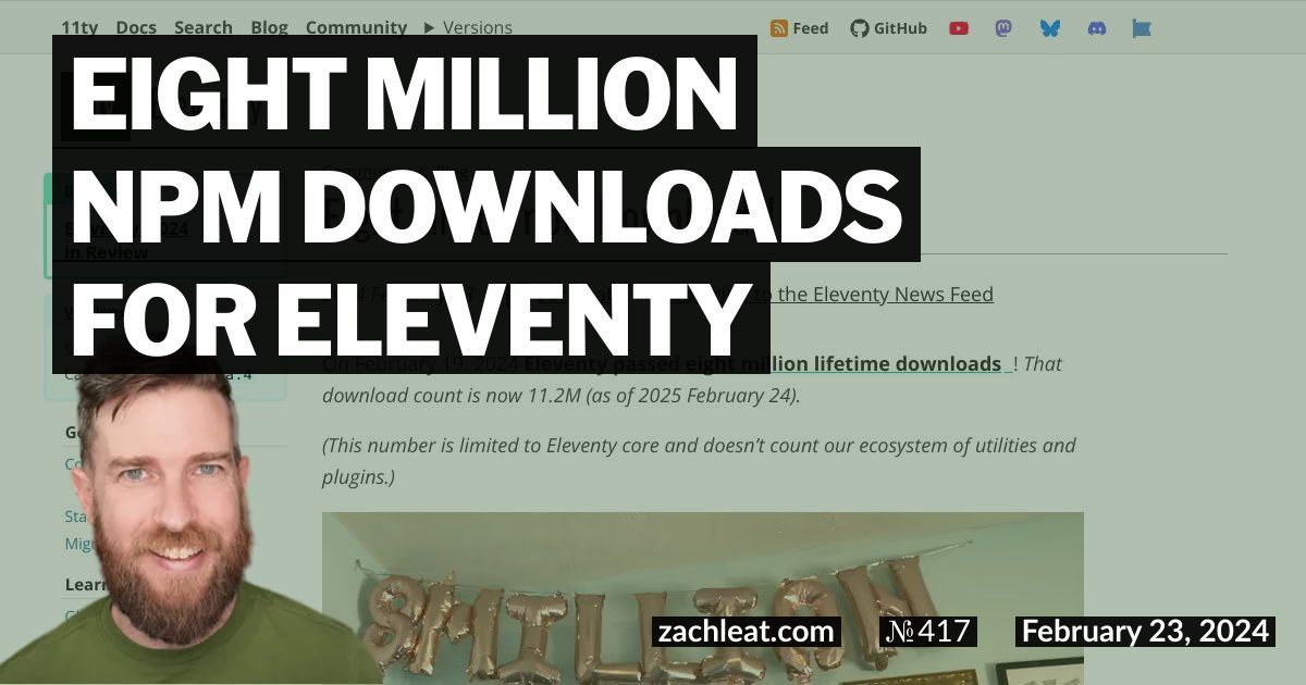 Eight Million npm Downloads for Eleventy