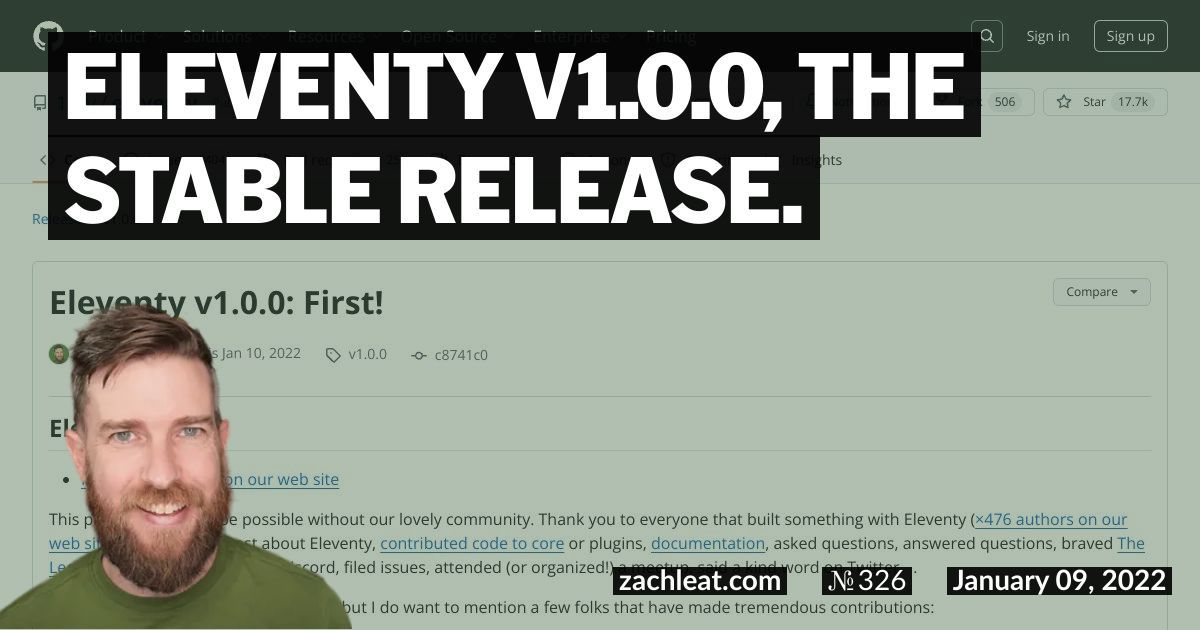 Eleventy v1.0.0, the stable release.