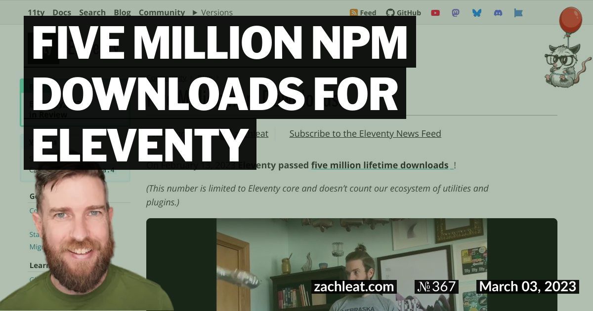 Five Million npm Downloads for Eleventy