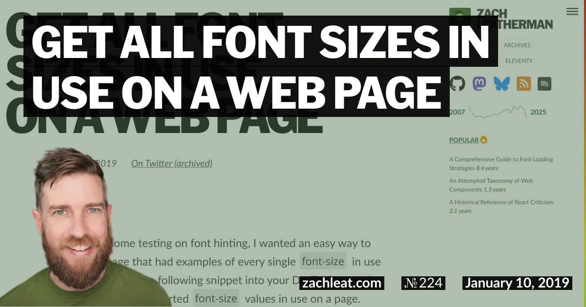 Get all Font Sizes in use on a Web Page