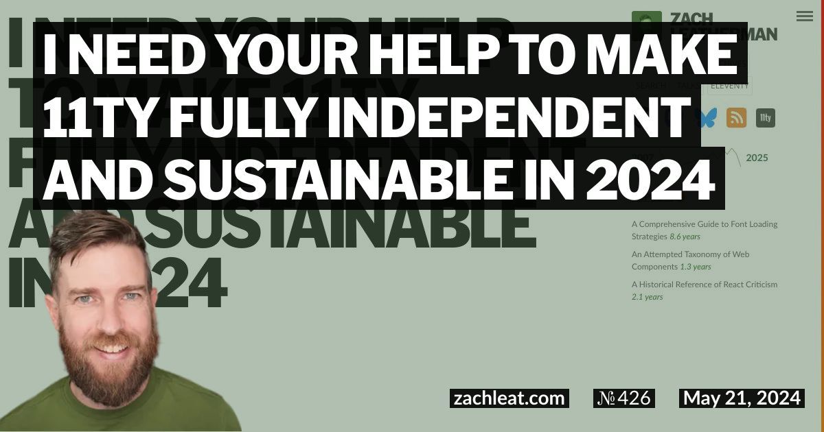 I Need Your Help to Make 11ty Fully Independent and Sustainable in 2024