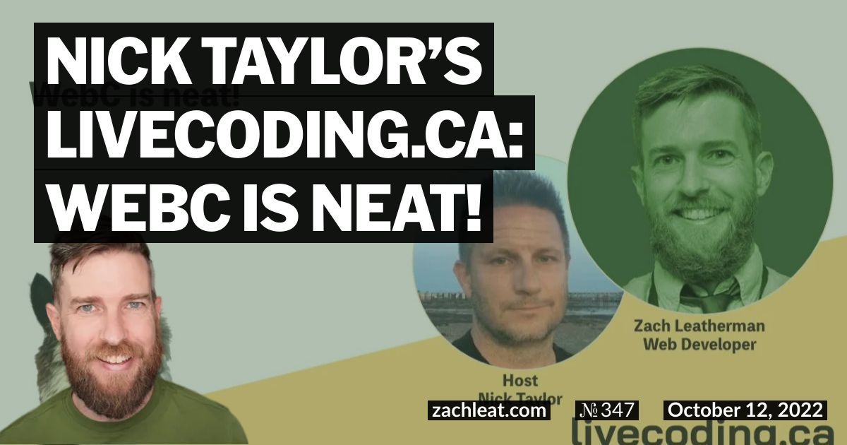 Nick Taylor’s livecoding.ca: WebC is neat!