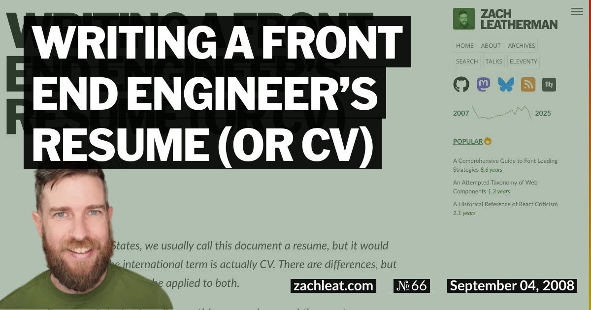 Writing a Front End Engineer’s Resume (or CV)