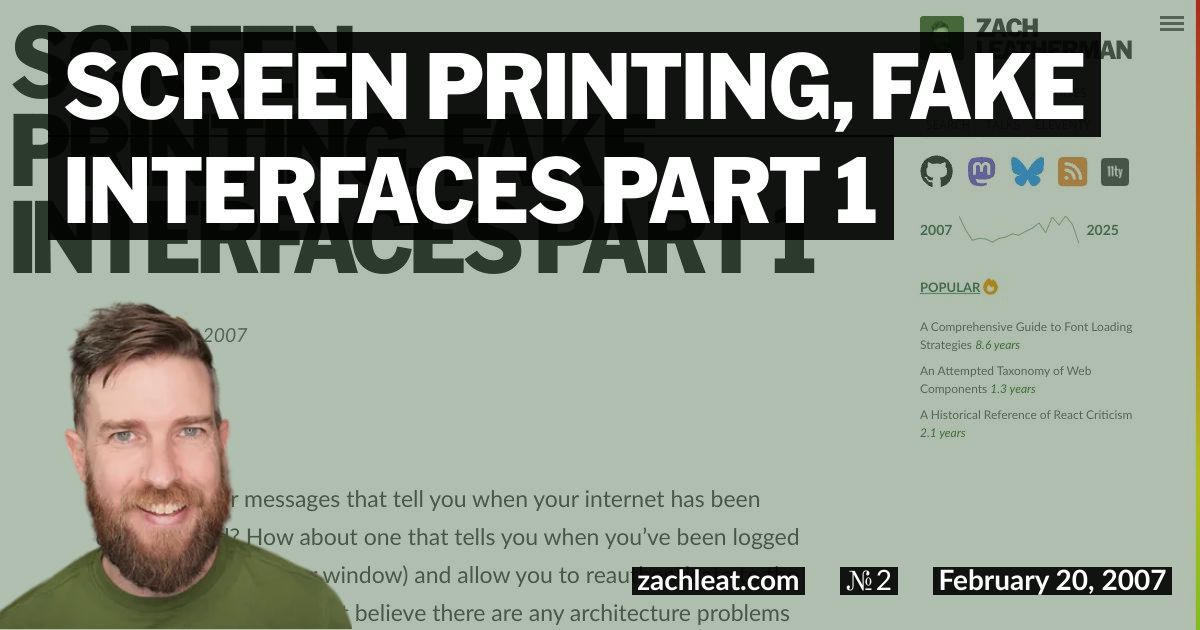 Screen Printing, Fake Interfaces Part 1