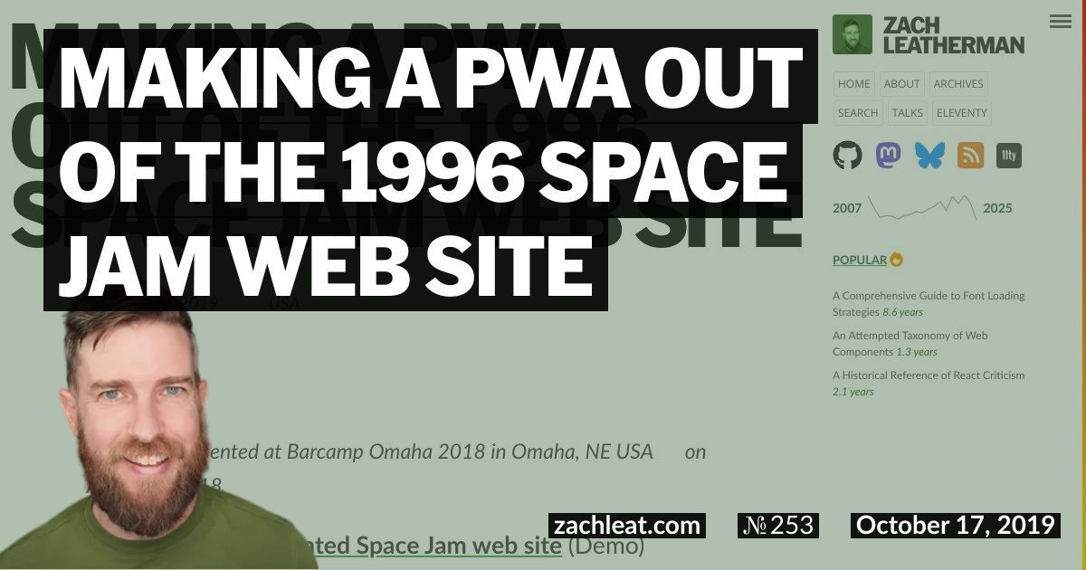 Making a PWA out of the 1996 Space Jam Web Site