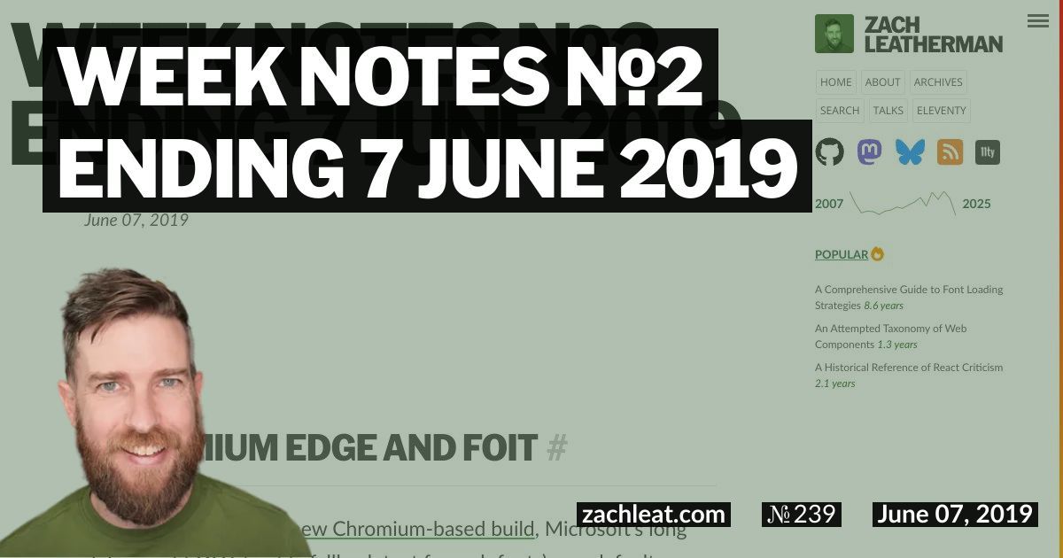 Week Notes №2 ending 7 June 2019